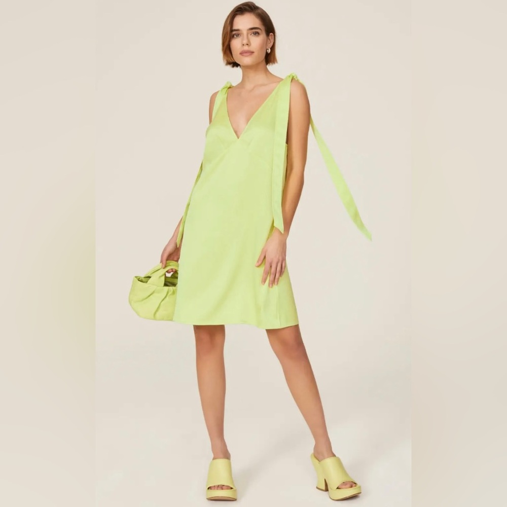 Stine Goya Rosario Dress color Yuzu/Green size Medium Tie Bow Straps NWT